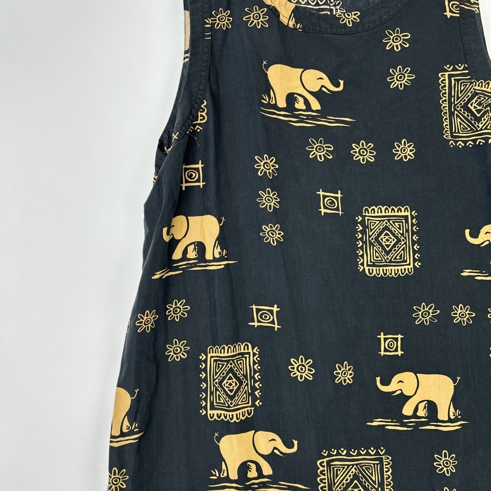 Vintage Ty Wear Safari Maxi Dress Size 16 African Elephant Lyocell Travel Vacay - Picture 5 of 14